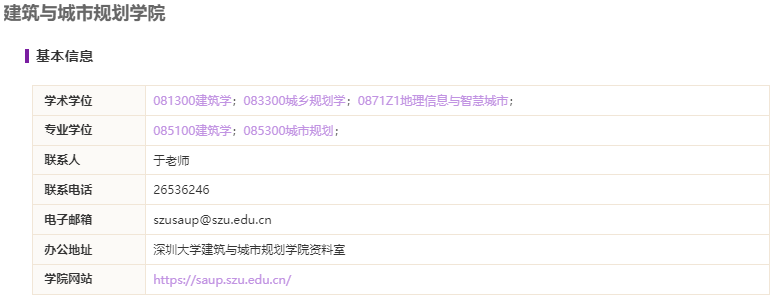 深圳大學建筑與城市規劃學院2021碩士研究生招生專業目錄