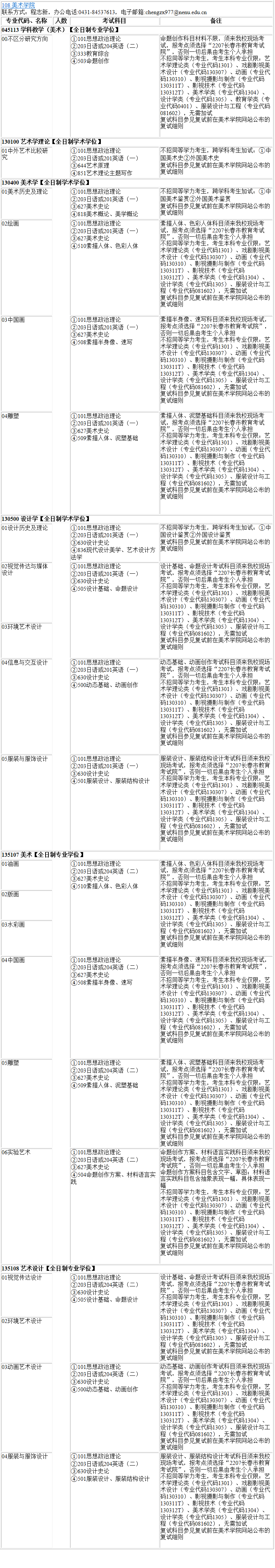 2023考研專業(yè)目錄:東北師范大學(xué)美術(shù)學(xué)院2023年碩士研究生全國統(tǒng)考招生專業(yè)目錄